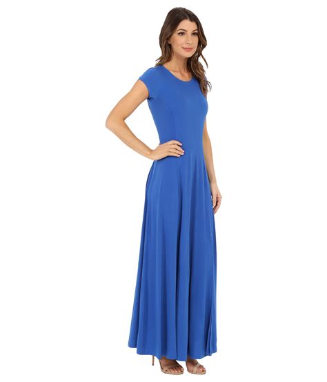 michael michael kors petite cap sleeve maxi dress|Michael Kors blueberry dress.